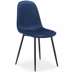 Темно-синій стілець Signal Fox Velvet з твердим сидінням з велюровою оббивкою для кухні в стилі лофт