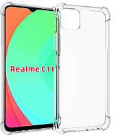 Силиконовый прозрачный чехол для Realme C11 усиленные углы