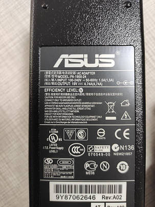 Блок живлення для ноутбука ASUS 19V, 4.74 A, 90W, 5.5*2.5 мм, 3 hole, L-образний роз'єм, black, фото 2