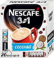 Кофе Нескафе 3 в 1 Кокос 20 стиков в картонной упаковке