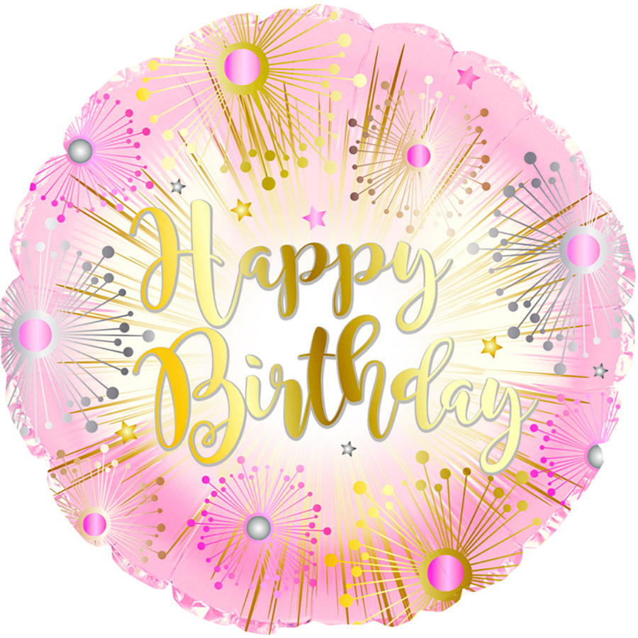 СTI 17" Happy Birthday Rose Gold Balloon. Святкова фольгована куля З Днем народження!