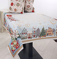 Скатертина гобеленова COMET Новорічна з люрексом 140х140 см 716-010