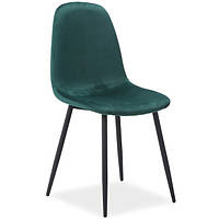 Зеленые стулья Signal Fox Velvet с бархатной обивкой на черных ножках для кухни в стиле лофт