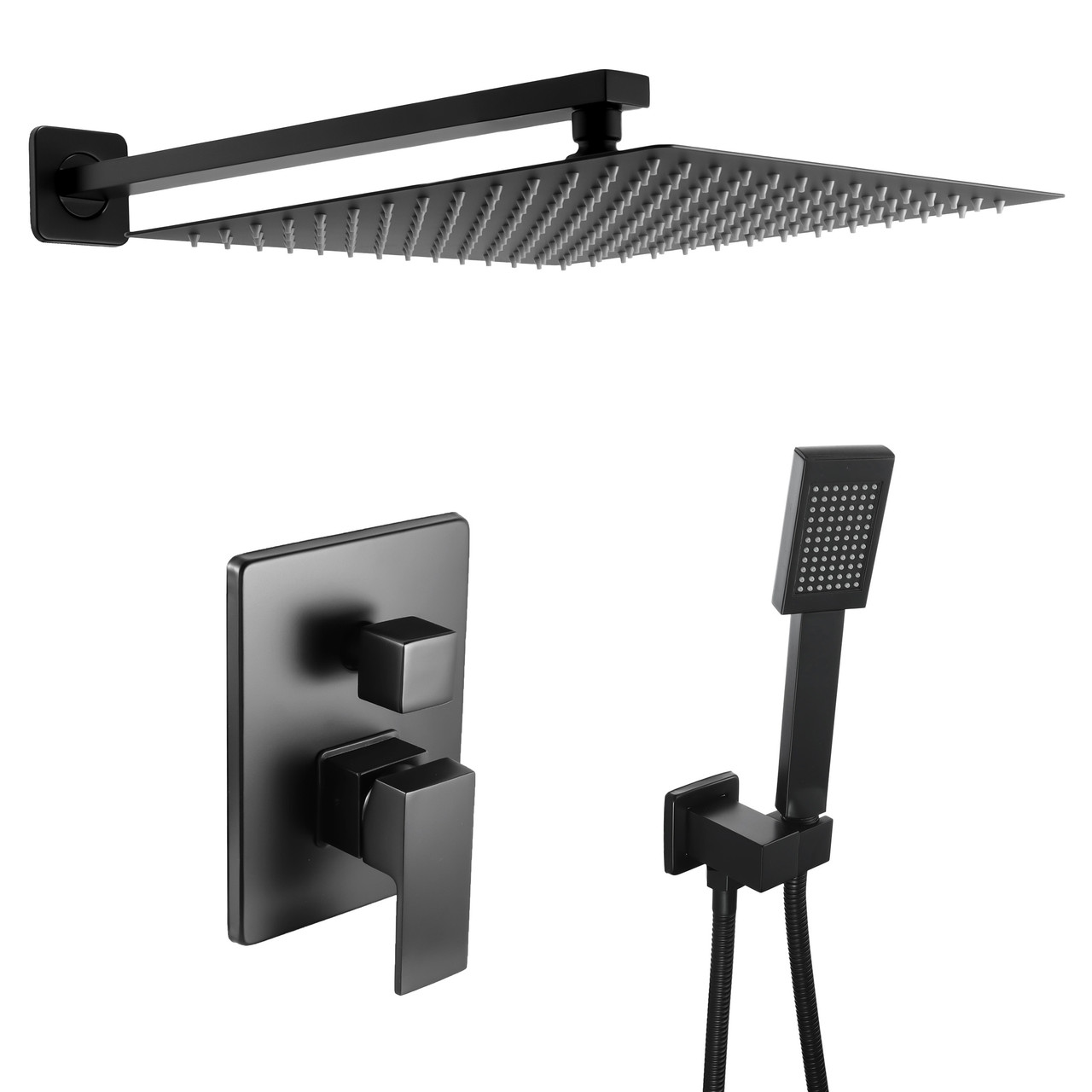 Душовий гарнітур для прихованого монтажу BSKV-07 в матовому чорному кольорі, фото 1