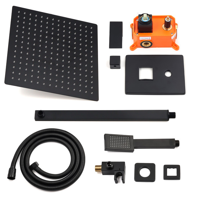 Набір для душу прихованого монтажу BSKV-07 в матовому чорному кольорі.