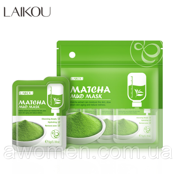Набір масок Laikou Matcha з японським чаєм маття 5 g (12 штук паковання)