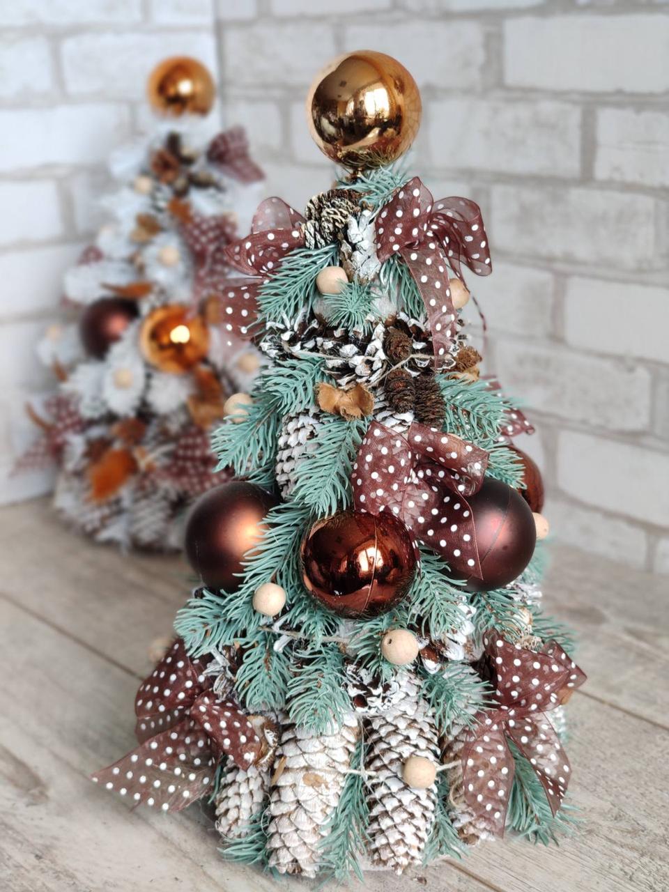 Ялинка з прянощами в шоколадних кольорах з лед підсвіткою , вис. ялинки 42-45 см, фото 1