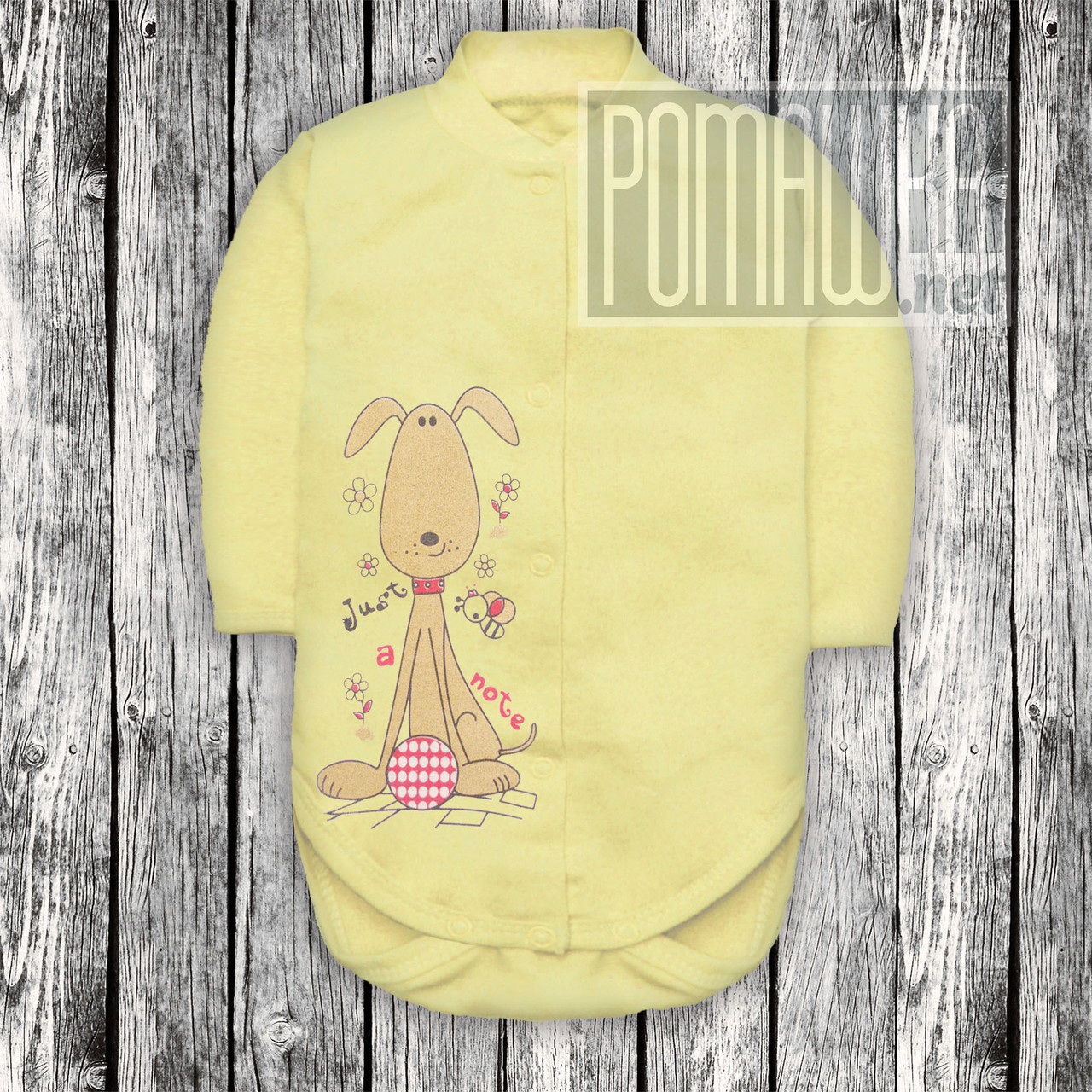 92 1-1,5 року (86) тепле дитяче утеплене боді на кнопках з начосом байка футер для малючків 3188 Жовтий