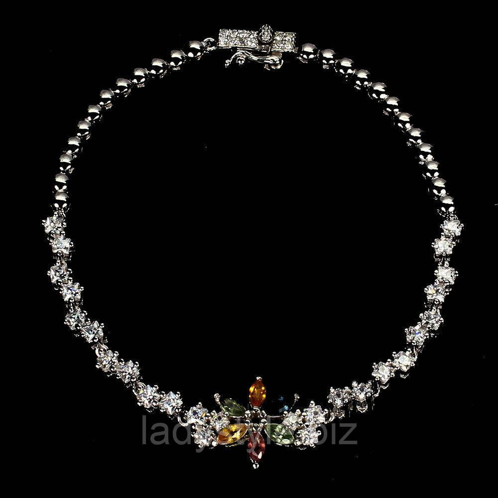 Срібний браслет із натуральними кольоровими сапфірами, фото 1