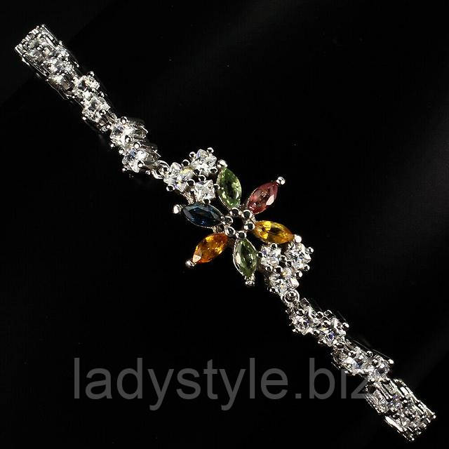 Серебряный браслет с цветными сапфирами от студии LadyStyle.Biz серебряное украшение подарок годовщина свадьбы кольцо сапфир купить