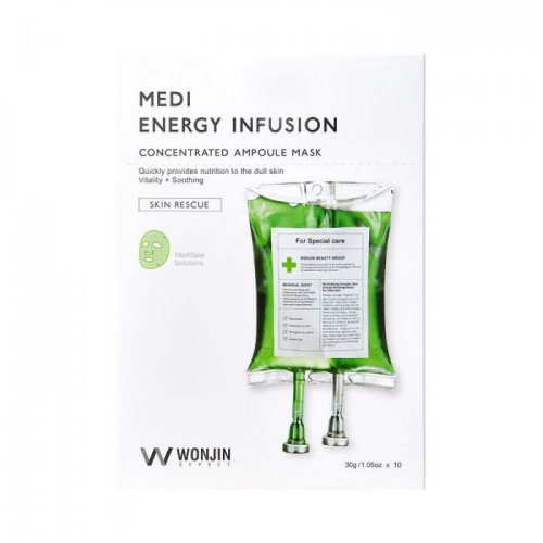 Тканинна зволожуюча маска з гіалуроновою кислотою Wonjin Medi Energy Infusion Concentrated Ampoule Mask, 30г