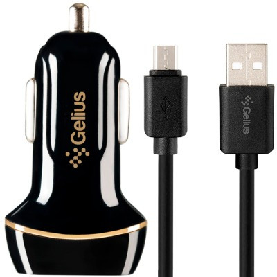 Автомобільний зарядний пристрій Gelius Ultra Voyager GU-CC02 Black з кабелем MicroUSB