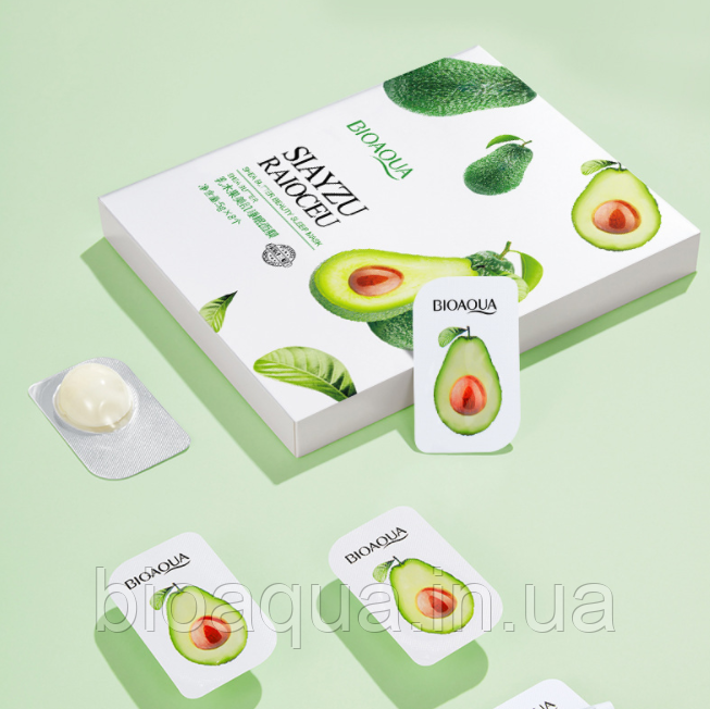 Нічна маска для обличчя Bioaqua Avocado Hydrating з екстрактом авокадо (упаковка 8 штук)