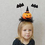 Обруч з гарбузом та летючими мишами для дівчаток до свята Хеллоуїну, фото 2