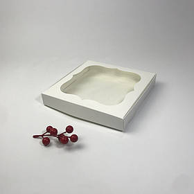 Коробка для пряника, 200*200*30 мм, з вікном, біла