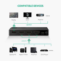 HDMI перемикач v1.4 Ugreen 40234 3 Вхід 1 Вихід 4K HD (Чорний), фото 2