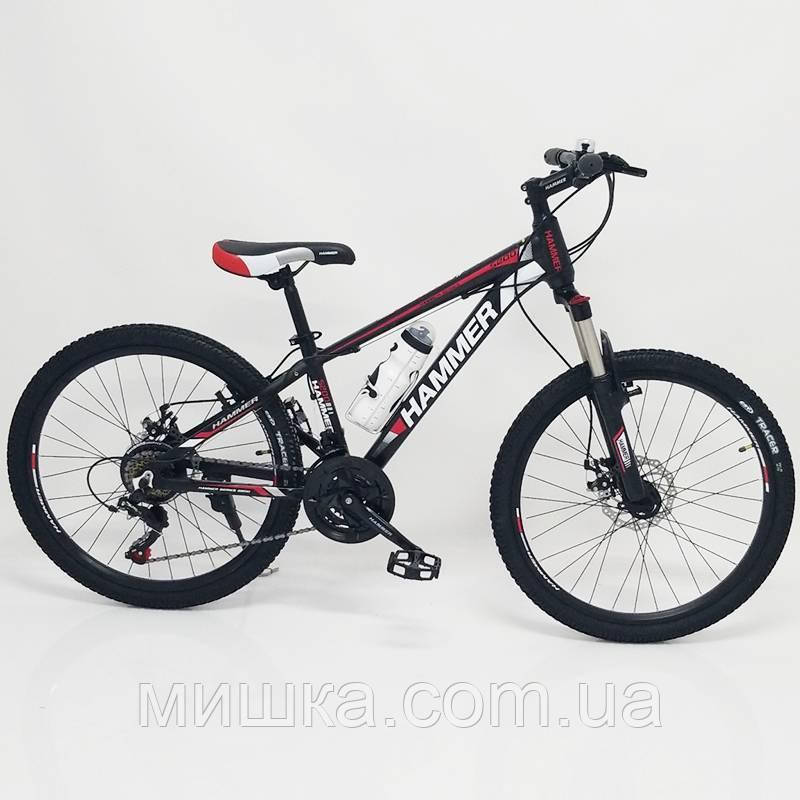 Стильний спортивний алюмінієвий велосипед S200, колеса 24"*1.95", рама 14", чорно-червоний, фото 1