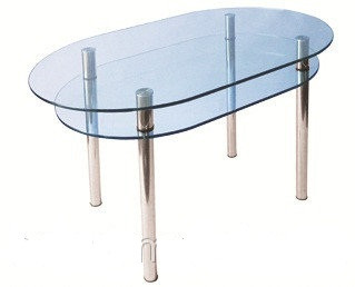 Стіл для кухні овальна скляна стільниця КС-6 (піскоструминний)