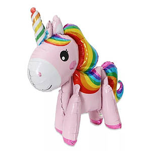 Фольгована кулька Єдиноріг з Ніжками 58х50см (22") | Рожевий