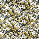 Скатертина бавовна тефлонова водовідштовхувальне гідрофобне просочення кольору тропічне листя оливкове, фото 2