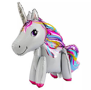 Фольгована Кулька ЄДИНОРІГ З НІЖКАМИ БІЛИЙ 58х50см