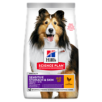 Сухой корм Hills Science Plan Canine Adult Sensitive Stomach&Skin Medium с курицей для собак 14кг
