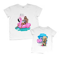 Парные футболки Family Look. Мама и дочь "Море и фламинго" Push IT