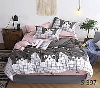 Комплект постельного белья евро двуспальный сатиновый с собаками с компаньоном S397