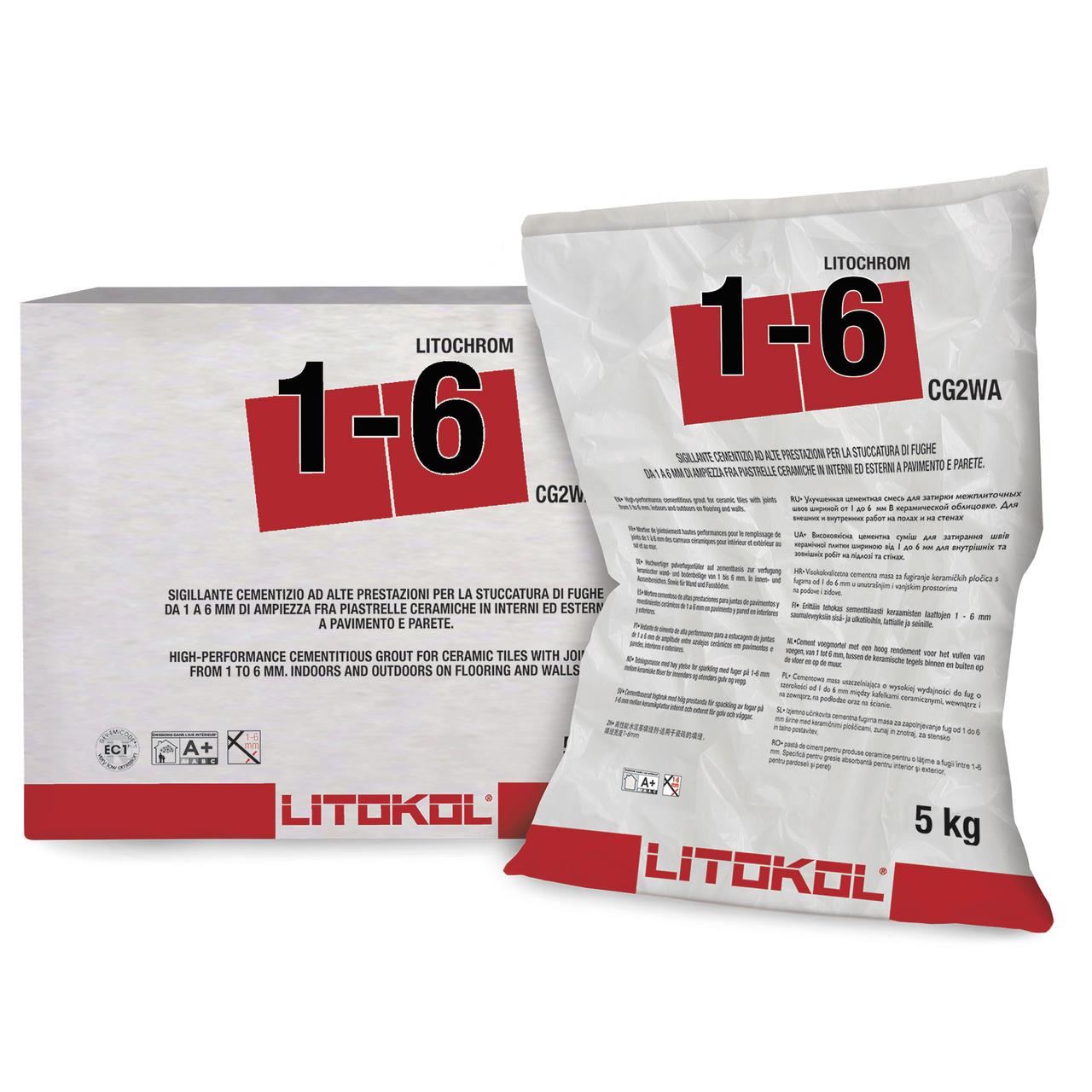 Затирка цементна Litokol Litochrom (литокол литохром) 1-6 мм С.20, 5 кг