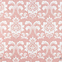 Ткань хлопок тефлон для штор, скатертей, римских штор, покрывал вензель розовый