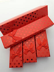 Подарункова коробочка під браслет ланцюжок "горошок великий червоний" 21 х 4 х 2.3 см.