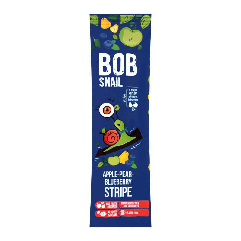 Фруктово-ягідна цукерка, страйп Bob Snail (Равлик Боб), яблуко + груша + чорниця