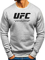 Мужской свитшот UFC (Юфс) светло серый (большая эмблема) толстовка лонгслив (чоловічий світшот)