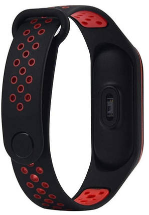 Силіконовий ремінець для Xiaomi Mi Band 3/4 Black/Red Nike, фото 2