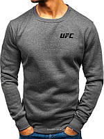 Мужской свитшот UFC (Юфс) темно серый (маленькая эмблема) толстовка лонгслив (чоловічий світшот)