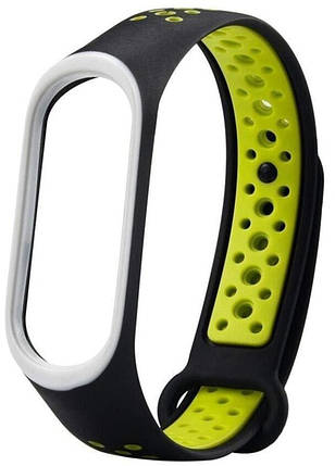 Силіконовий ремінець для Xiaomi Mi Band 3/4 Black-Green Nike, фото 2
