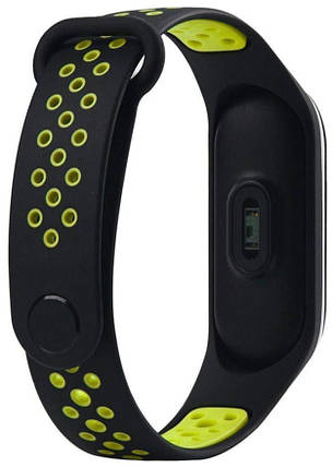 Силіконовий ремінець для Xiaomi Mi Band 3/4 Black-Green Nike, фото 2