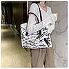 Екосумка біла з малюнками з коричневими ручками, фото 2