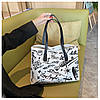 Екосумка біла з малюнками з коричневими ручками, фото 6