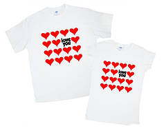 Парні футболки Push IT із принтом "Серця. Love you"