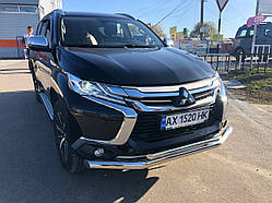 Захист переднього бампера Mitsubishi Pajero Sport (2016-) (подвійна) 70/42