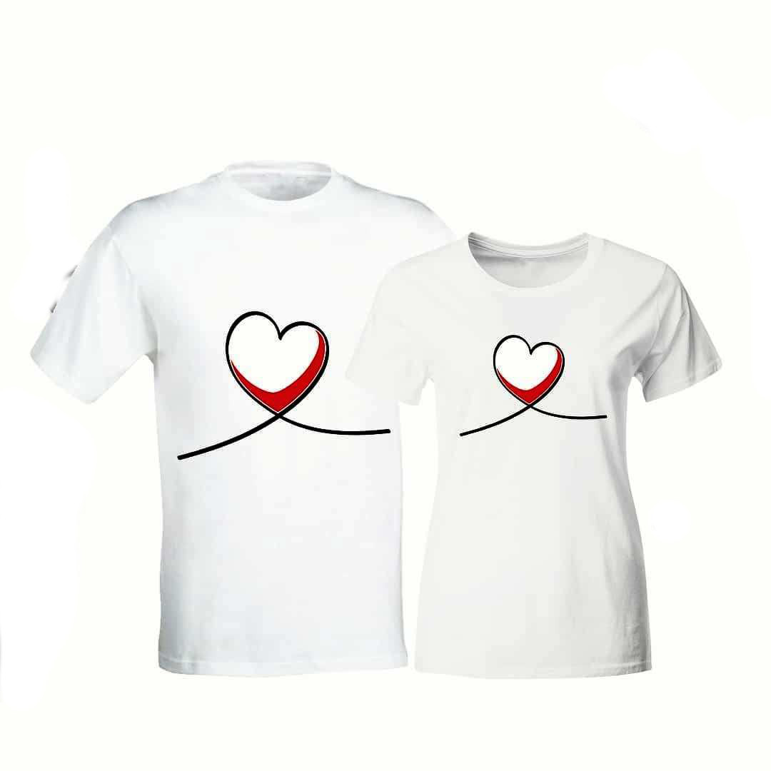 Парні футболки з принтом "Серце в лінію" Push IT
