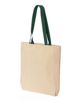 Еко сумка для сублімації з зеленою ручкою, розмір 35х41х8 см. (з дном.)