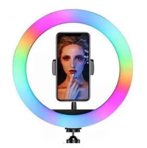Кільцева лампа різнокольорова RGB LED RING MJ 33 з тримачем для смартфона (без штативу), фото 3