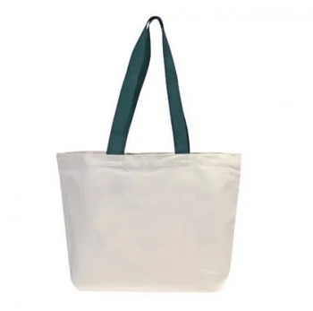 Еко сумка для сублімації 42х12х35 см. трапеція з зеленою ручкою