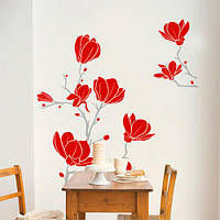 Интерьерная виниловая наклейка Цветы магнолии (цветы, ветки дерева, цветочный рисунок)
