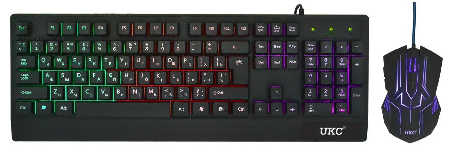 Проводная клавиатура русская раскладка + мышка UKC M710 (4958) с подсветкой - фото 1 - id-p1273649330