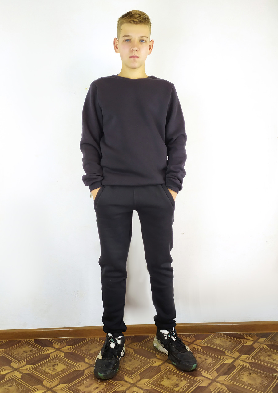 Зимовий чоловічий світшот у чорному кольорі на флісі  S,M,L,XL,XXL