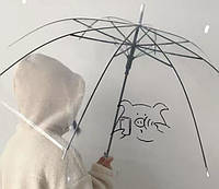 Великі силіконові прозорі парасольки тростину з малюнком