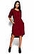 Вільне класичне плаття на резинці, бордове, фото 3